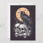 Gotische elegantie schedels Raven Halloween Party Kaart (Achterkant)
