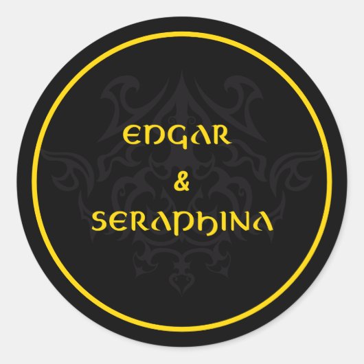 Gotische Embleem Zwart en Goud Ronde Sticker (Voorkant)