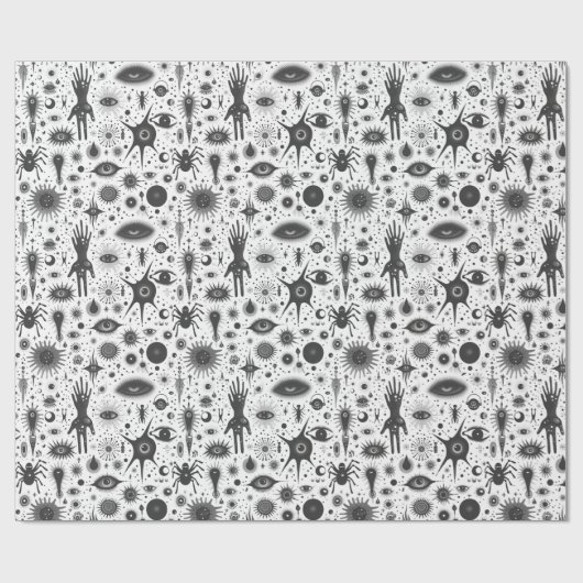 Gotische en griezelige spinnenhanden ogen cadeaupapier (Vlak)