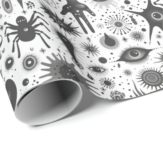 Gotische en griezelige spinnenhanden ogen cadeaupapier (Rol Hoek)