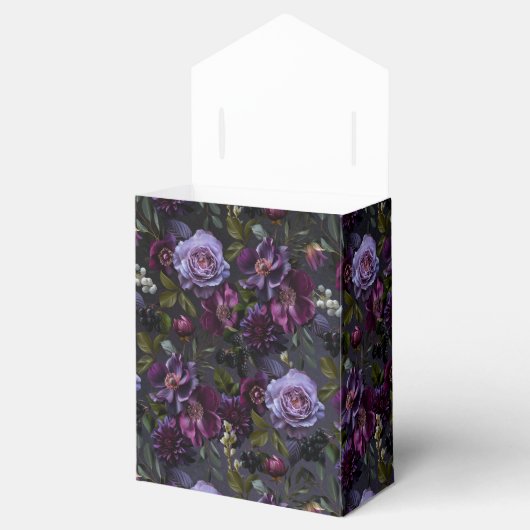 Gotische en Moody Paarse Bloemen Huwelijk Bedankdoosjes (Geopend)