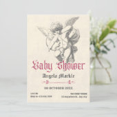 gotische engel baby shower kaart (Staand voorkant)