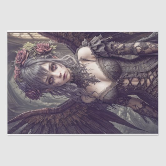 Gotische Engel: Chantal - Decoupage - Tissuepapier (Voorkant)