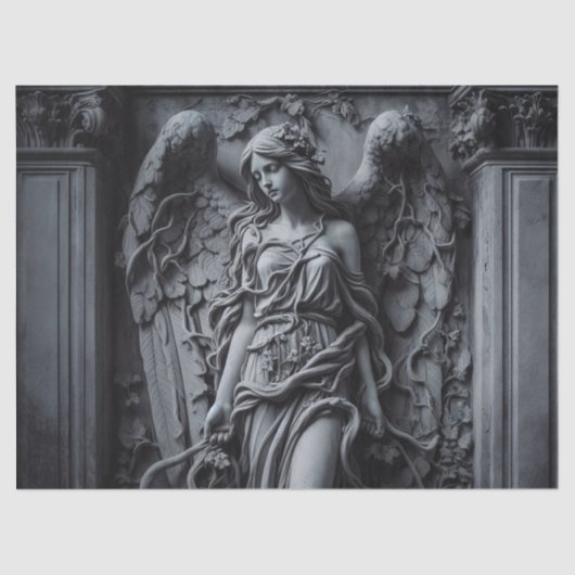 Gotische Engel en Wijnstokken Beeldhouwwerk Decoup Tissuepapier (Voorkant)