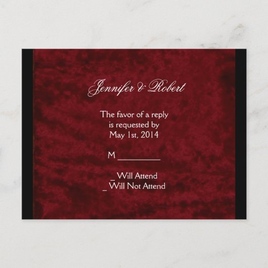 Gotische engel op Red Velvet Wedding RSVP Briefkaa Uitnodiging Briefkaart (Voorkant)