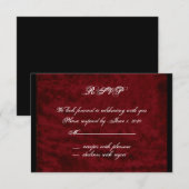 Gotische engel op rode fluwelen antwoordkaart RSVP kaartje (Voorkant / Achterkant)