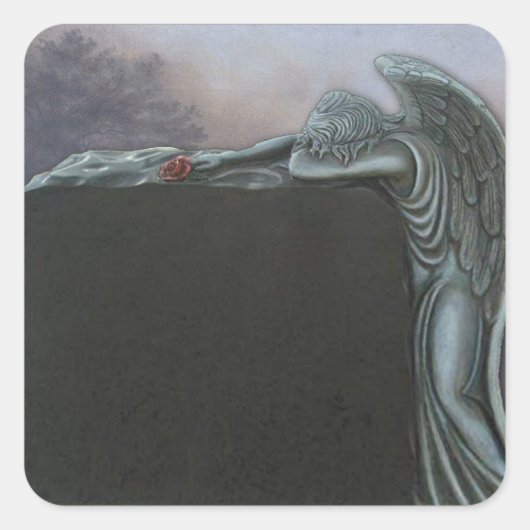 Gotische Engel Tombstone in begraafplaats Hallowee Vierkante Sticker (Voorkant)