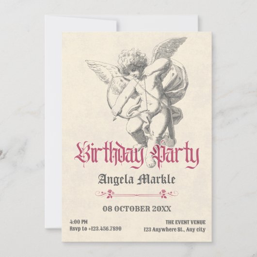  gotische engelenverjaardag kaart (Voorkant)