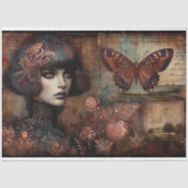 Gotische Ephemera Lace Butterfly Lady Decoupage Tissuepapier