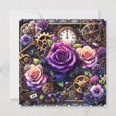  gotische esthetische steampunk bruiloft kaart (Achterkant)