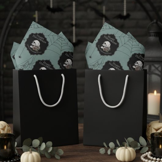 Gotische Eucalyptus Groene Bloemenschedel Hallowee Tissuepapier