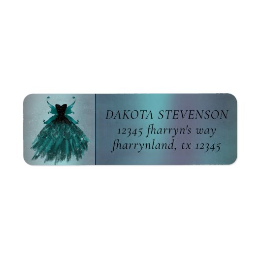 Gotische Fairy Blauwgroen jurk | Dark Midnight Gre Etiket (Voorkant)