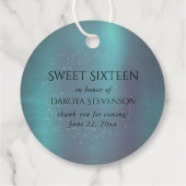 Gotische Fairy Blauwgroen jurk | Deep Midnight Gre Bedankjes Labels (Achterkant)