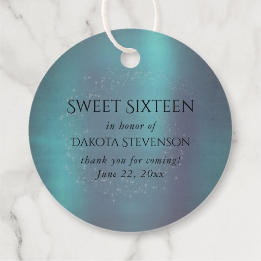 Gotische Fairy Blauwgroen jurk | Deep Midnight Gre Bedankjes Labels (Achterkant)