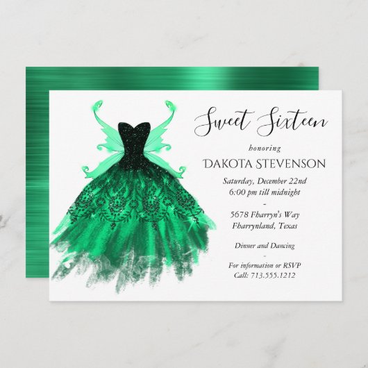 Gotische Fairy Blauwgroen jurk | Deep Midnight Gre Kaart (Voorkant / Achterkant)