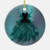 Gotische Fairy Blauwgroen jurk | Deep Midnight Gre Keramisch Ornament (Achterkant)