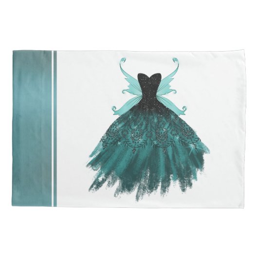 Gotische Fairy Blauwgroen jurk | Deep Midnight Gre Kussensloop (Achterkant)