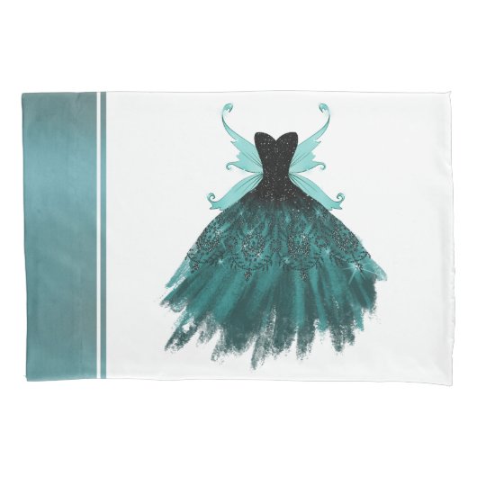 Gotische Fairy Blauwgroen jurk | Deep Midnight Gre Kussensloop (Voorkant)