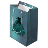 Gotische Fairy Blauwgroen jurk | Deep Midnight Gre Medium Cadeauzakje (Voorkant Gekanteld)