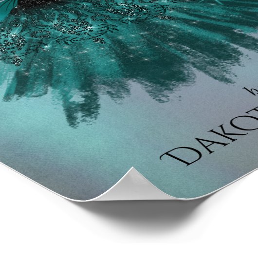 Gotische Fairy Blauwgroen jurk | Deep Midnight Gre Poster (Hoek)