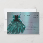 Gotische Fairy Blauwgroen jurk | Deep Midnight Gre RSVP Kaartje (Voorkant)