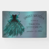 Gotische Fairy Blauwgroen jurk | Deep Midnight Gre Spandoek (Horizontaal)