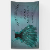 Gotische Fairy Blauwgroen jurk | Deep Midnight Gre Spandoek (Verticaal)