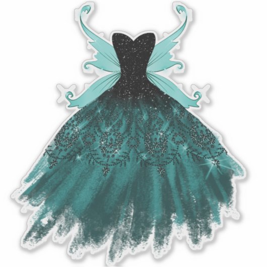 Gotische Fairy Blauwgroen jurk | Deep Midnight Gre Sticker (Voorkant)