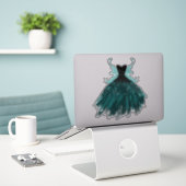 Gotische Fairy Blauwgroen jurk | Deep Midnight Gre Sticker (Laptop op bureau)