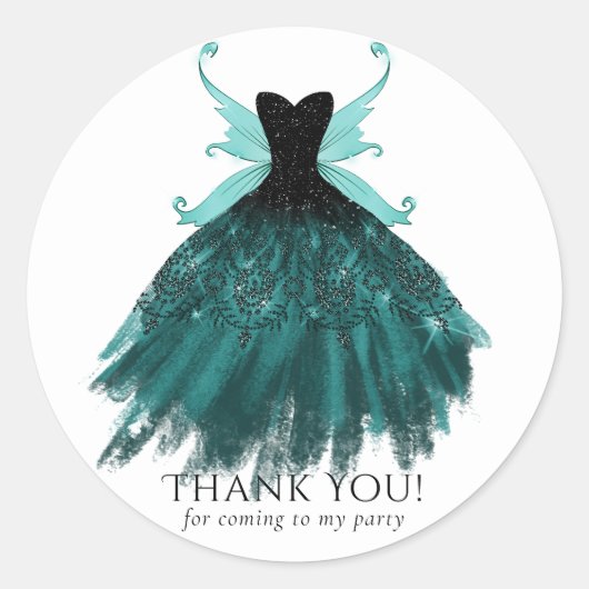 Gotische Fairy Blauwgroen jurk | Midnight Green Be Ronde Sticker (Voorkant)