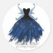 Gotische Fairy Navy Gown | Deep Blue Sheen Bedankt Ronde Sticker (Voorkant)
