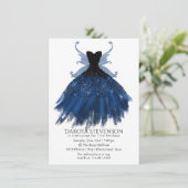Gotische Fairy Navy Gown | Deep Cobalt Blue Sheen Kaart (Staand voorkant)