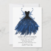 Gotische Fairy Navy Gown | Deep Cobalt Blue Sheen Kaart (Voorkant)