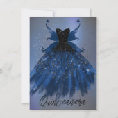 Gotische Fairy Navy Gown | Deep Cobalt Blue Sheen Kaart (Voorkant)