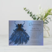 Gotische Fairy Navy Gown | Deep Cobalt Blue Sheen Kaart (Staand voorkant)