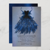 Gotische Fairy Navy Gown | Deep Cobalt Blue Sheen Kaart (Voorkant / Achterkant)