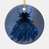 Gotische Fairy Navy Gown | Deep Cobalt Blue Sheen Keramisch Ornament (Voorkant)