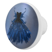 Gotische Fairy Navy Gown | Deep Cobalt Blue Sheen Keramische Knop (Rechts)