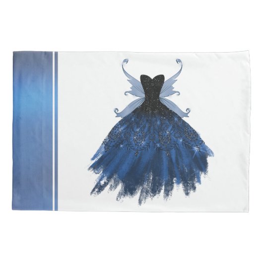 Gotische Fairy Navy Gown | Deep Cobalt Blue Sheen Kussensloop (Achterkant)