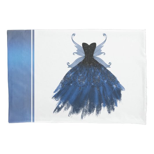 Gotische Fairy Navy Gown | Deep Cobalt Blue Sheen Kussensloop (Voorkant)