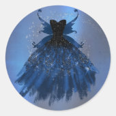 Gotische Fairy Navy Gown | Deep Cobalt Blue Sheen Ronde Sticker (Voorkant)