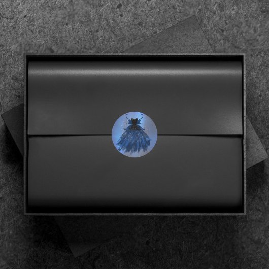 Gotische Fairy Navy Gown | Deep Cobalt Blue Sheen Ronde Sticker
