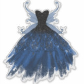 Gotische Fairy Navy Gown | Deep Cobalt Blue Sheen Sticker (Voorkant)