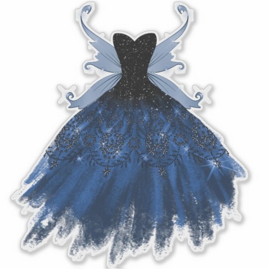Gotische Fairy Navy Gown | Deep Cobalt Blue Sheen Sticker (Voorkant)