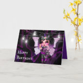 Gotische fee meisje string lichten verjaardag kaart (Gele Bloem)