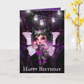 Gotische fee paarse string lichten anime verjaarda kaart (Gele Bloem)