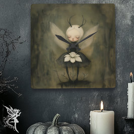  Gotische fee & witte bloem Dark Fantasy Vierkante Klok