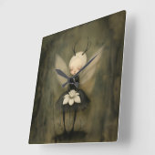  Gotische fee & witte bloem Dark Fantasy Vierkante Klok (Hoek)