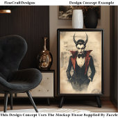 Gotische figuur, hoorns, gezicht make-up CG2 Decou Tissuepapier