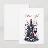 Gotische fles wijn enge boomschedels bedankkaart (Voorkant / Achterkant)